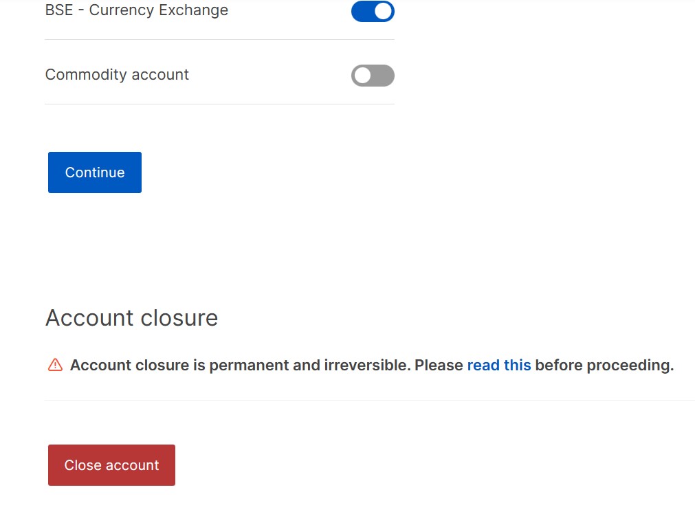 Zerodha close account